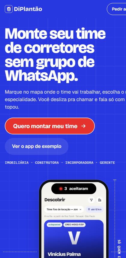 Tela do DiPlantão no celular